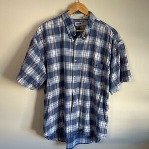 Bugle Boy Company Plaid Cotton Short Sleeve Casual Button Down Shirt Size XXL
